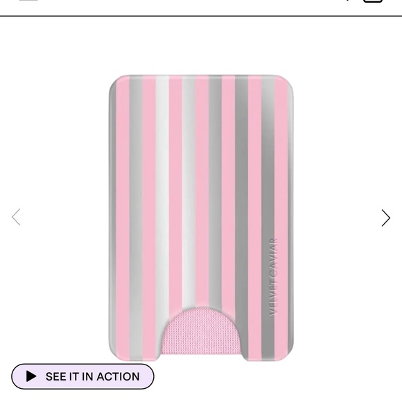 Velvet Caviar - pink chrome stripes MagSafe wallet - Picture 1 of 7